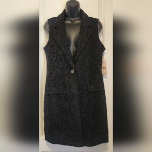 Nanette Lepore Black Lace Sleeveless Long Vest Size Medium NWT